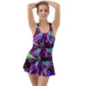 Fractal Circles Abstract Ruffle Top Dress Swimsuit View1