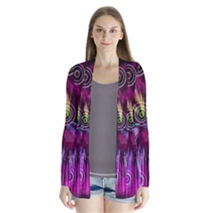 Fractal Circles Abstract Drape Collar Cardigan by HermanTelo