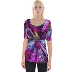 Fractal Circles Abstract Wide Neckline Tee