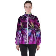 Fractal Circles Abstract Women s High Neck Windbreaker by HermanTelo