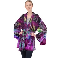 Fractal Circles Abstract Long Sleeve Velvet Kimono 