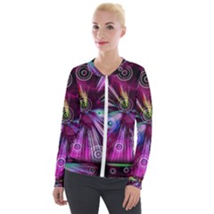 Fractal Circles Abstract Velour Zip Up Jacket by HermanTelo