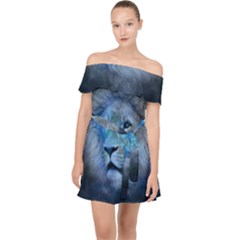 Astrology Zodiac Lion Off Shoulder Chiffon Dress