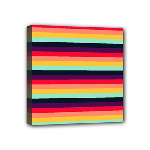 Contrast Rainbow Stripes Mini Canvas 4  X 4  (stretched) by tmsartbazaar