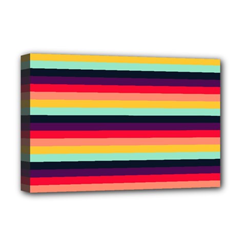 Contrast Rainbow Stripes Deluxe Canvas 18  X 12  (stretched) by tmsartbazaar