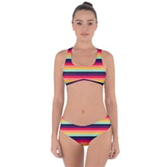 Contrast Rainbow Stripes Criss Cross Bikini Set by tmsartbazaar