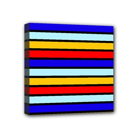 Red And Blue Contrast Yellow Stripes Mini Canvas 4  X 4  (stretched) by tmsartbazaar