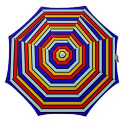 Red And Blue Contrast Yellow Stripes Straight Umbrellas by tmsartbazaar