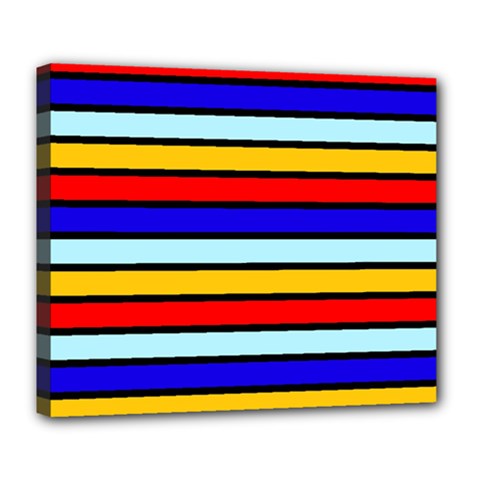 Red And Blue Contrast Yellow Stripes Deluxe Canvas 24  X 20  (stretched) by tmsartbazaar