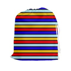 Red And Blue Contrast Yellow Stripes Drawstring Pouch (2xl) by tmsartbazaar