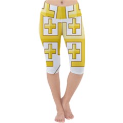 Arms Of The Kingdom Of Jerusalem Lightweight Velour Cropped Yoga Leggings by abbeyz71