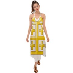 Arms Of The Kingdom Of Jerusalem Halter Tie Back Dress  by abbeyz71