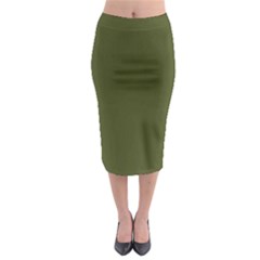 Army Green Solid Color Midi Pencil Skirt by SpinnyChairDesigns