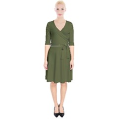 Army Green Solid Color Wrap Up Cocktail Dress by SpinnyChairDesigns