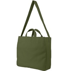 Army Green Solid Color Square Shoulder Tote Bag by SpinnyChairDesigns