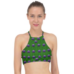 Power To The Big Flowers Festive Racer Front Bikini Top by pepitasart