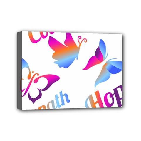 Strength Courage Hope Butterflies Mini Canvas 7  X 5  (stretched)