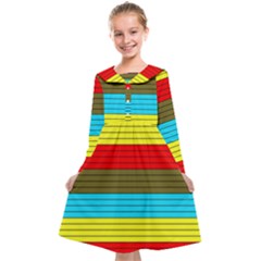 Multicolor With Black Lines Kids  Midi Sailor Dress by tmsartbazaar