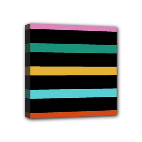 Colorful Mime Black Stripes Mini Canvas 4  X 4  (stretched) by tmsartbazaar