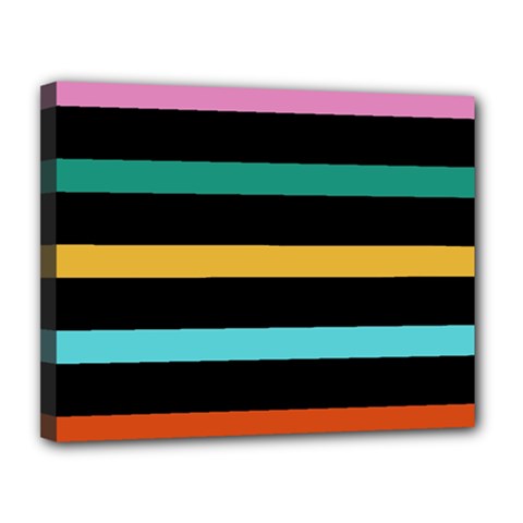 Colorful Mime Black Stripes Canvas 14  X 11  (stretched) by tmsartbazaar