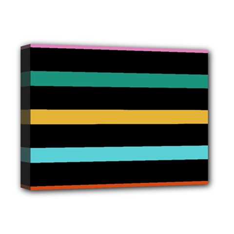 Colorful Mime Black Stripes Deluxe Canvas 16  X 12  (stretched)  by tmsartbazaar