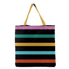 Colorful Mime Black Stripes Grocery Tote Bag by tmsartbazaar