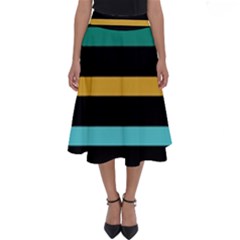 Colorful Mime Black Stripes Perfect Length Midi Skirt by tmsartbazaar