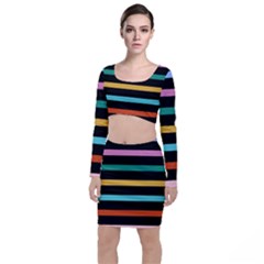 Colorful Mime Black Stripes Top And Skirt Sets