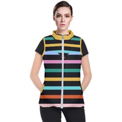 Colorful Mime Black Stripes Women s Puffer Vest by tmsartbazaar