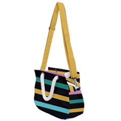 Colorful Mime Black Stripes Rope Handles Shoulder Strap Bag by tmsartbazaar