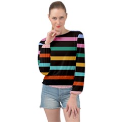 Colorful Mime Black Stripes Banded Bottom Chiffon Top by tmsartbazaar