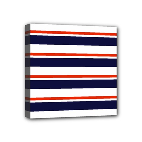 Red With Blue Stripes Mini Canvas 4  X 4  (stretched) by tmsartbazaar