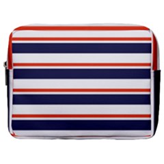 Red With Blue Stripes Make Up Pouch (large) by tmsartbazaar