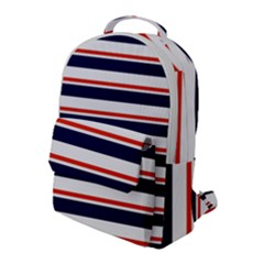 Red With Blue Stripes Flap Pocket Backpack (large) by tmsartbazaar