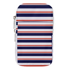 Red With Blue Stripes Waist Pouch (small) by tmsartbazaar