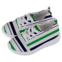 Green With Blue Stripes Kids  Lightweight Sports Shoes by tmsartbazaar