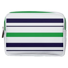 Green With Blue Stripes Make Up Pouch (medium) by tmsartbazaar