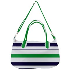 Green With Blue Stripes Removal Strap Handbag by tmsartbazaar