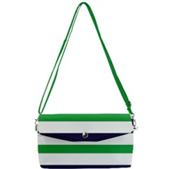 Green With Blue Stripes Removable Strap Clutch Bag by tmsartbazaar