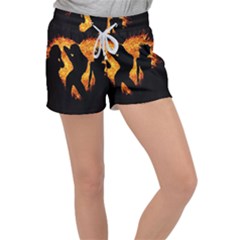 Shadow Heart Love Flame Girl Sexy Pose Velour Lounge Shorts by HermanTelo