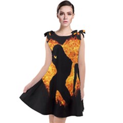 Shadow Heart Love Flame Girl Sexy Pose Tie Up Tunic Dress by HermanTelo