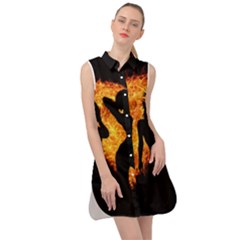 Shadow Heart Love Flame Girl Sexy Pose Sleeveless Shirt Dress by HermanTelo