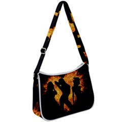 Shadow Heart Love Flame Girl Sexy Pose Zip Up Shoulder Bag