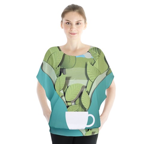 Illustrations Drink Batwing Chiffon Blouse by HermanTelo