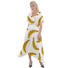 Banana Fruit Yellow Summer Cross Front Sharkbite Hem Maxi Dress by Mariart