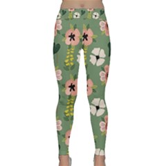 Flower Green Pink Pattern Floral Classic Yoga Leggings