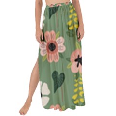 Flower Green Pink Pattern Floral Maxi Chiffon Tie-up Sarong