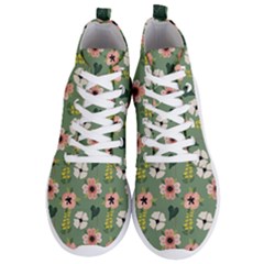 Flower Green Pink Pattern Floral Men s Lightweight High Top Sneakers by Alisyart