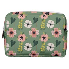 Flower Green Pink Pattern Floral Make Up Pouch (medium) by Alisyart