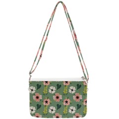 Flower Green Pink Pattern Floral Double Gusset Crossbody Bag